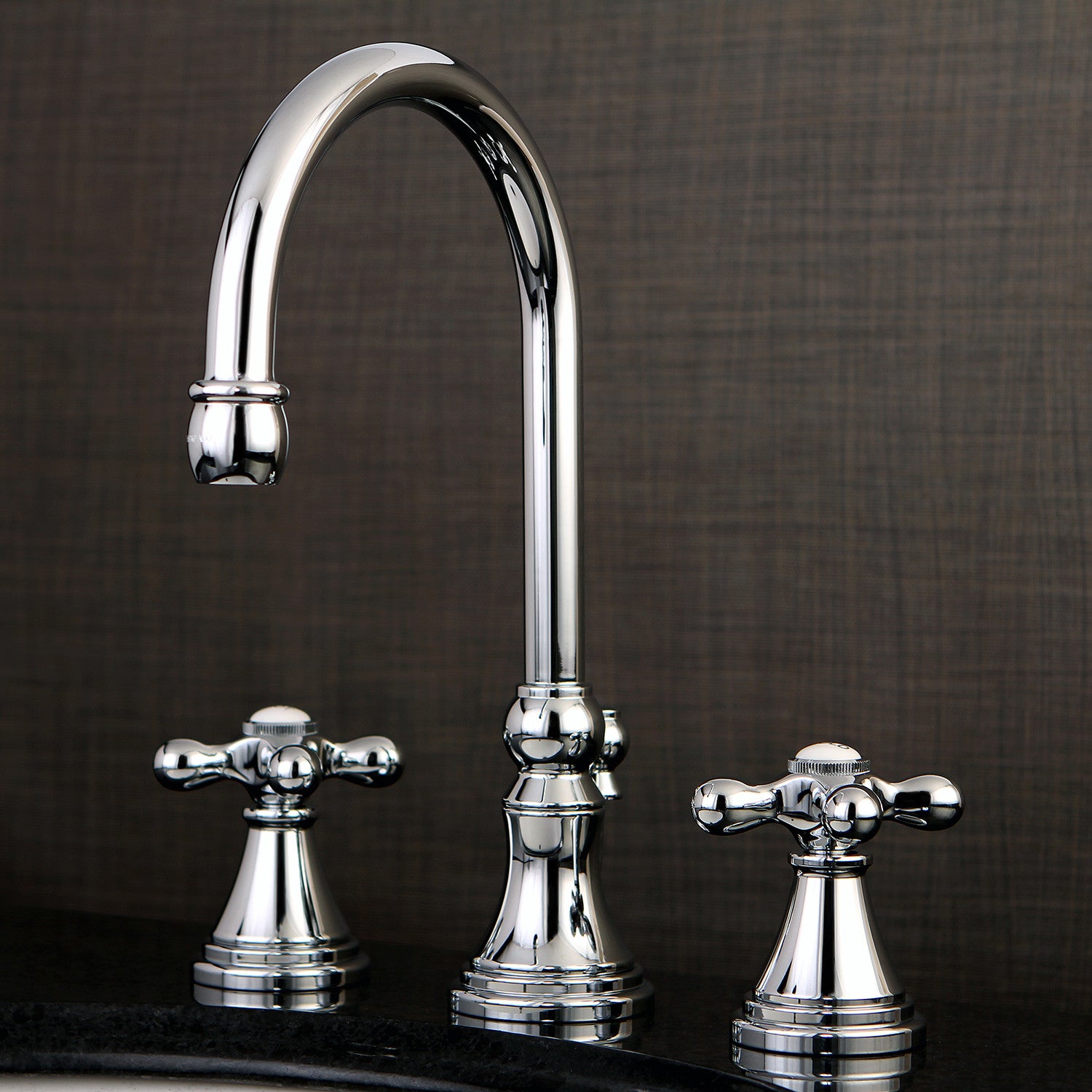 Kingston Tulare KS2981AX - Governor Two-Handle 3-Hole Deck Mount Widespread Bathroom Faucet with Brass Pop-Up, Polished Chrome — thumbnail 2